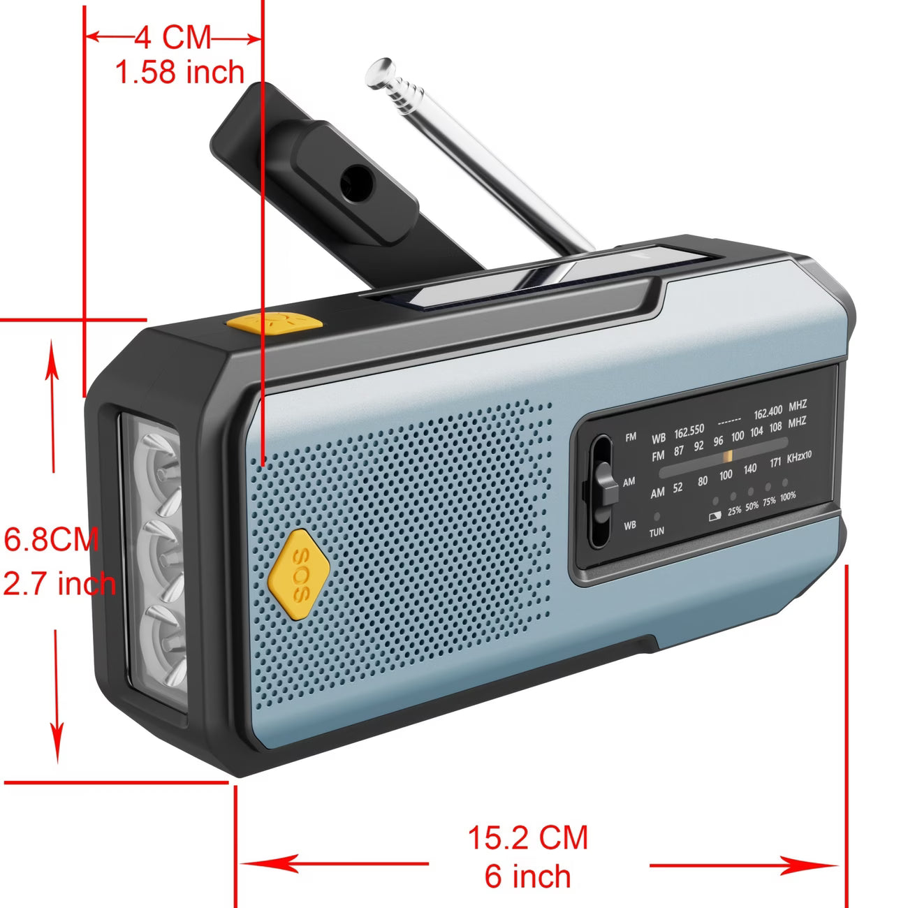 Radio – Daykit Portable FM Radio with Solar Power, Hand Crank & Emergency Power Bank