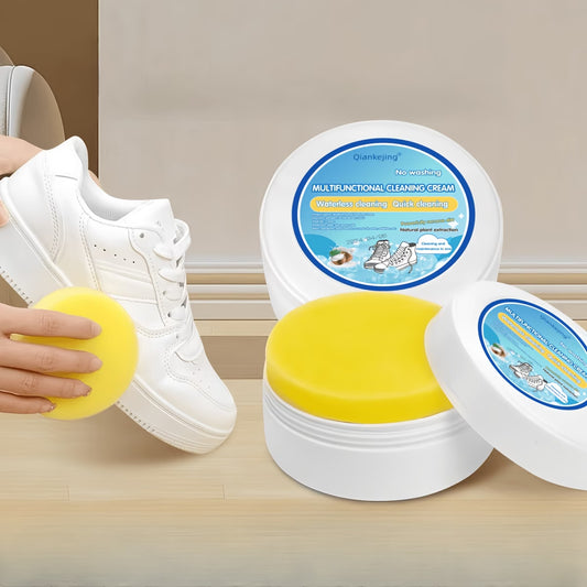 Shoe Cleaning – White Shoe Cleaning Paste with Sponge | Whitening & Stain Remover for Leather, Bags & Car Interior