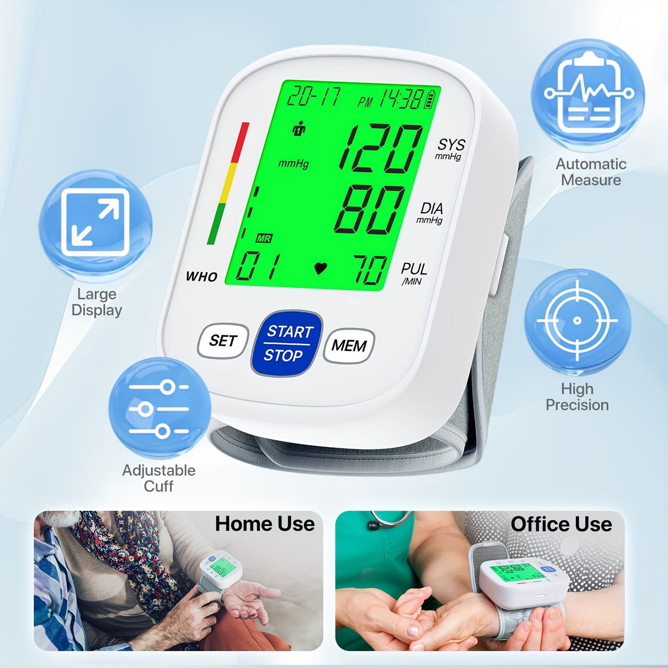 Blood Pressure Monitor – BSX322 Wrist Blood Pressure Machine with Dual User & 99 Memory