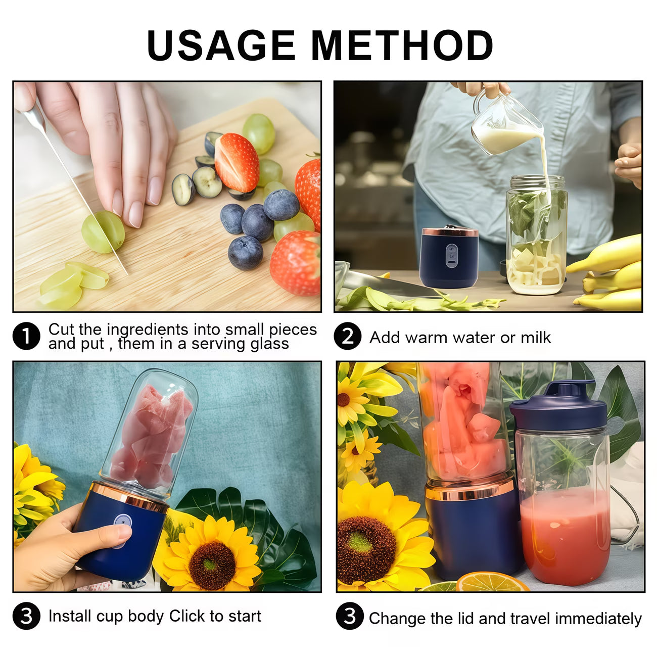 Juicer – Portable USB Six-Blade Fruit Juicer