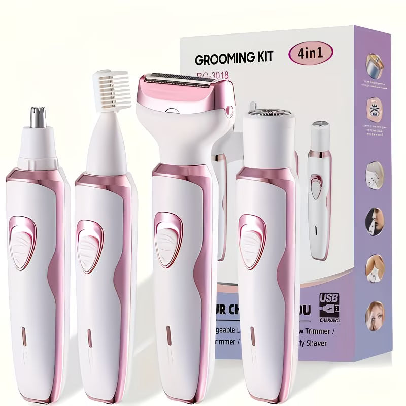 Women Razor – Rechargeable Electric Shaver for Face, Legs, Underarms & Bikini Trimming (Painless Grooming Kit)