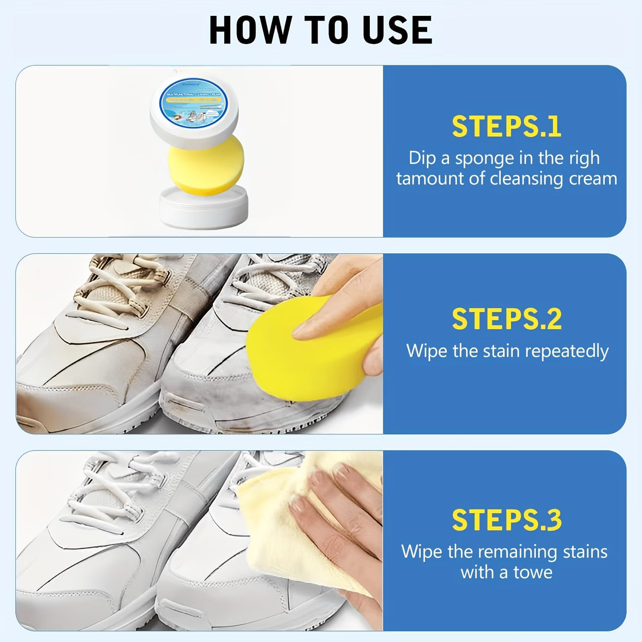 Shoe Cleaning – White Shoe Cleaning Paste with Sponge | Whitening & Stain Remover for Leather, Bags & Car Interior