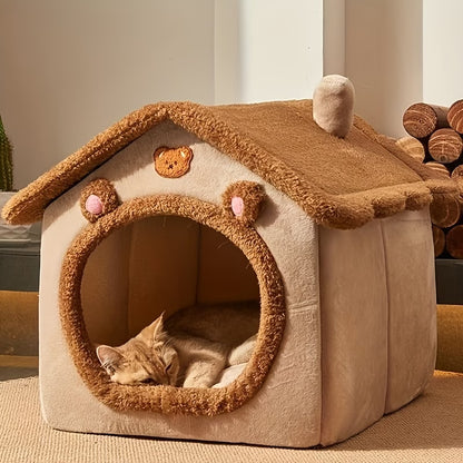 Cat House – Winter Warm Pet House for Cats, Soft & Removable Washable Pet House