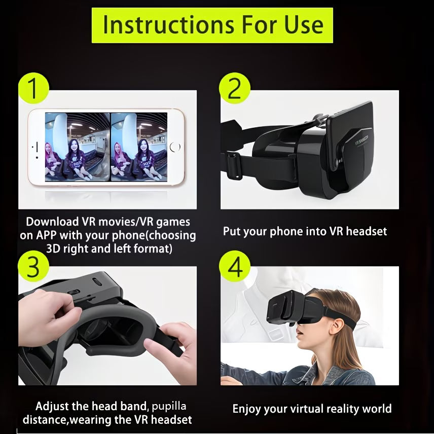 3D VR Headset – Smart Virtual Reality Glasses for Immersive Video Games