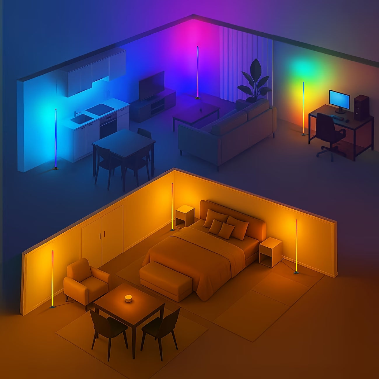 LED Light – Smart RGBICB Floor Lamp with App & Remote Control | Modern Ambient Lighting for Home & Gaming Decor