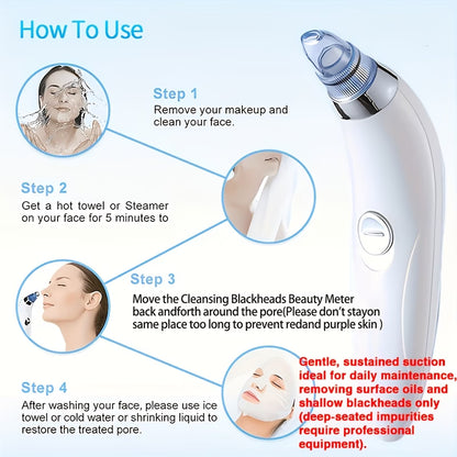 Blackheads Remover – Portable Pore Cleaner with 4 Probes for Facial Blackhead Removal
