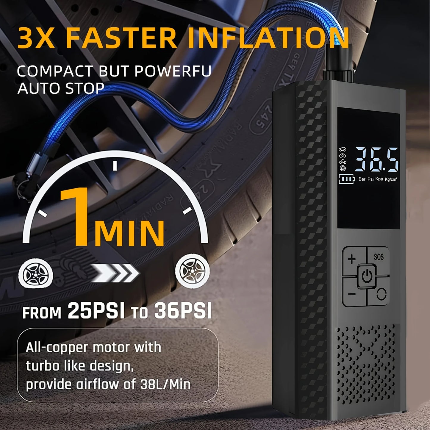 Air Compressor – Portable Wireless Car Air Pump