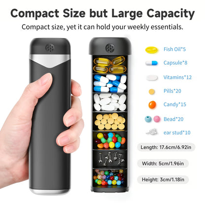 Weekly Pill Organizer – 7 Day Cute Pill Box Organizer & Travel Pill Case Storage Container