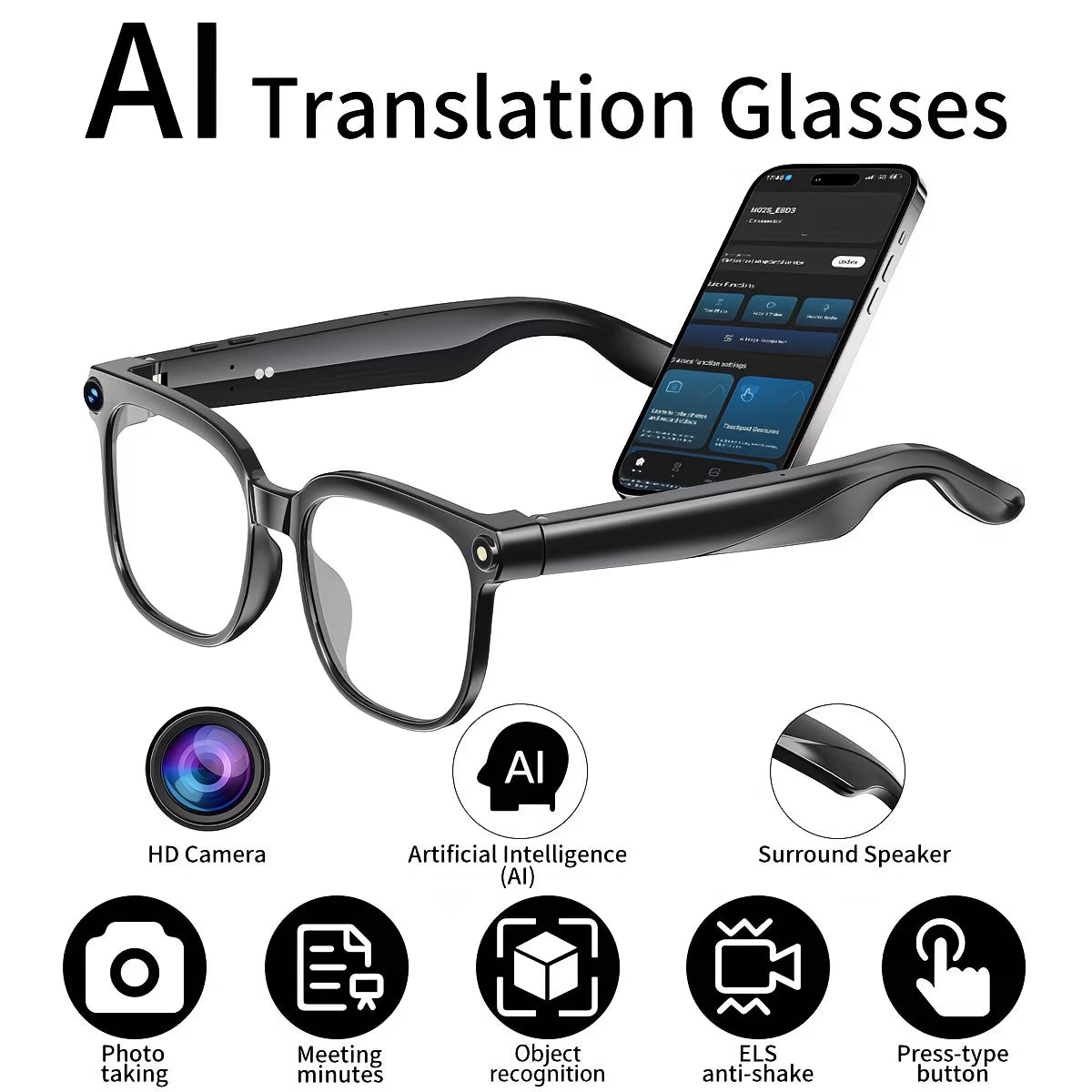 Smart Glasses – 1080P HD Video Recording Smart Goggles with AR & AI Assistant
