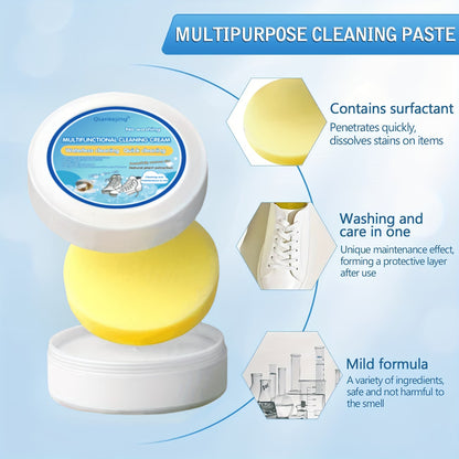 Shoe Cleaning – White Shoe Cleaning Paste with Sponge | Whitening & Stain Remover for Leather, Bags & Car Interior