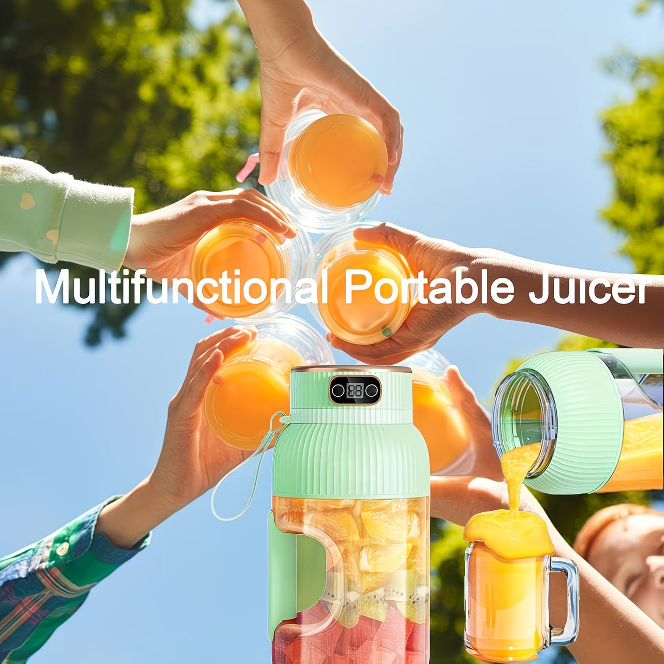 Portable Juicer – 10-Blade USB Rechargeable Juicer Machine for Fresh Fruit Juicer & Smoothies