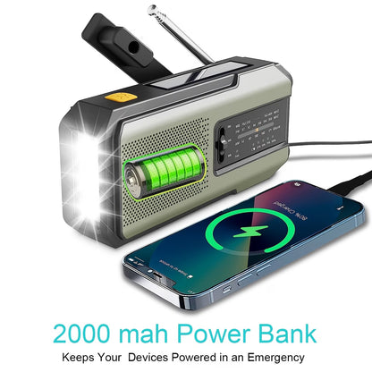 Radio – Daykit Portable FM Radio with Solar Power, Hand Crank & Emergency Power Bank