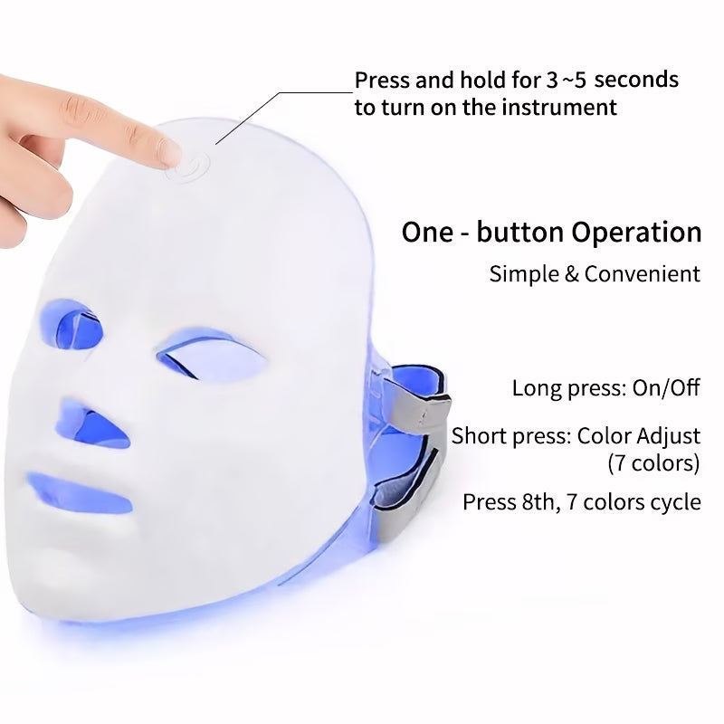 Face Massager – 7 Color LED Facial Mask Device for Skincare Routine & Home Spa Care