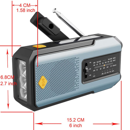 Radio – Daykit Portable FM Radio with Solar Power, Hand Crank & Emergency Power Bank