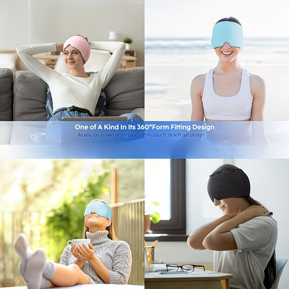 Cooling Gel Headband – Reusable Headache Cap, Migraine Cap & Ice Gel Face Mask for Instant Relief